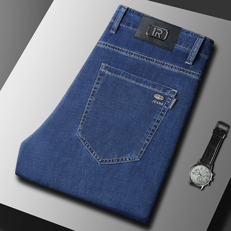 男士牛仔裤男款爆款2025新款商务休闲简约百搭高腰宽松直筒裤子男