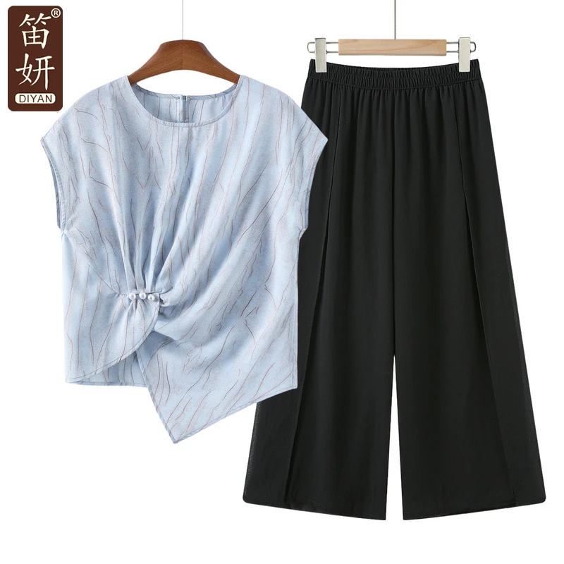 妈妈夏2025新款女装套装端庄大气中老年人女装气质夏季薄款两件套