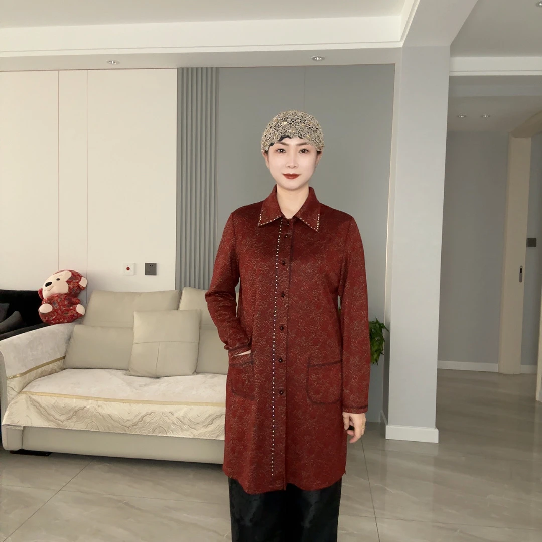 妈妈春秋新款洋气显瘦中老年女性气质外套衬衣