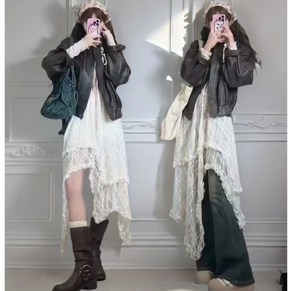 可可儿大码女装法式高级感设计款不规则显瘦蕾丝吊带连衣裙25016