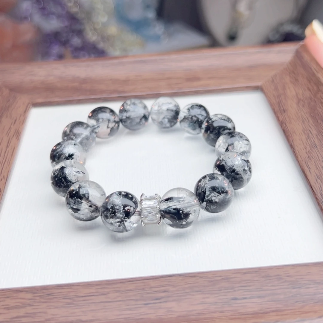 水晶手链未镶嵌李*咩黑闪灵