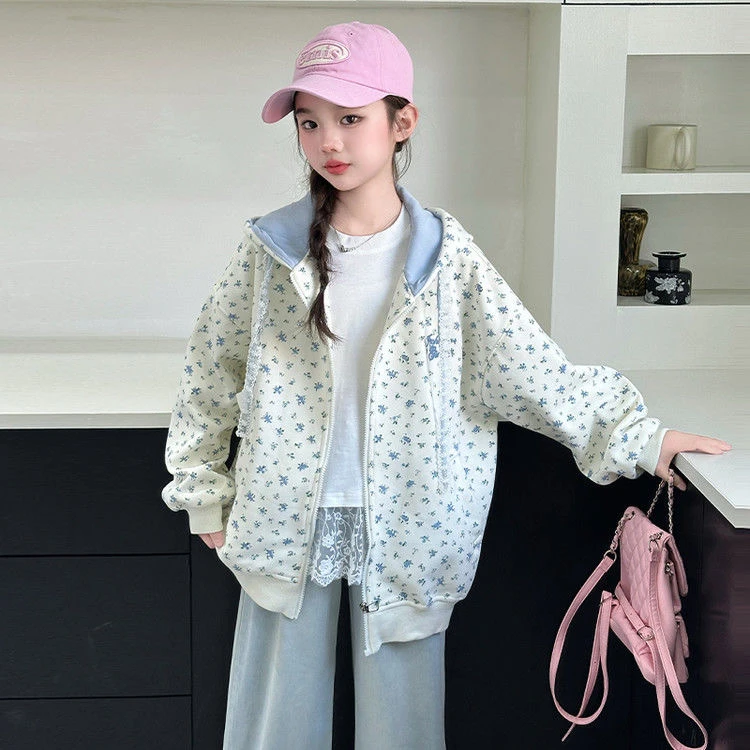女童连帽卫衣开衫春秋外套中大童女孩洋气学生版CSC2021