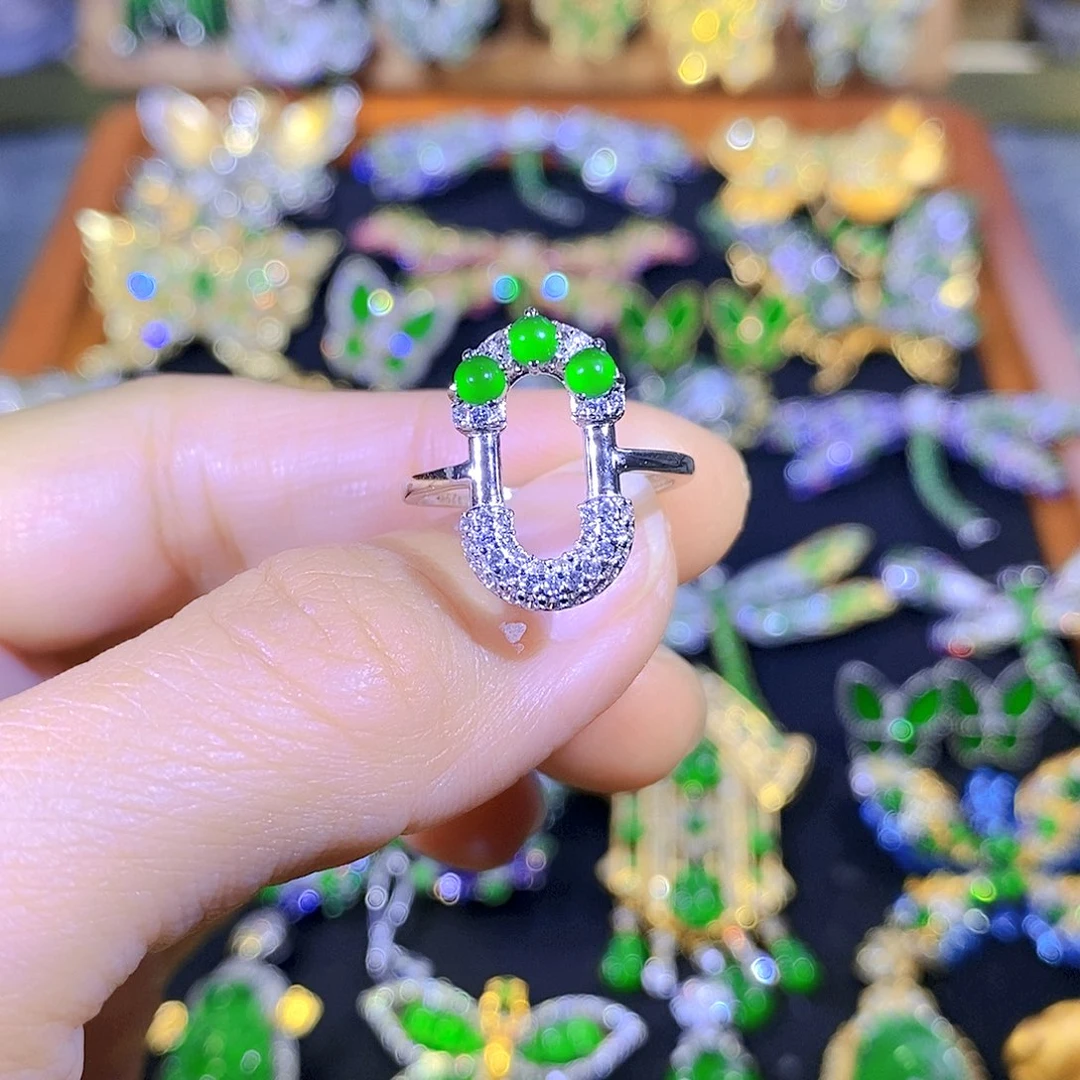 吊坠(不含链)银S925镶嵌翡翠