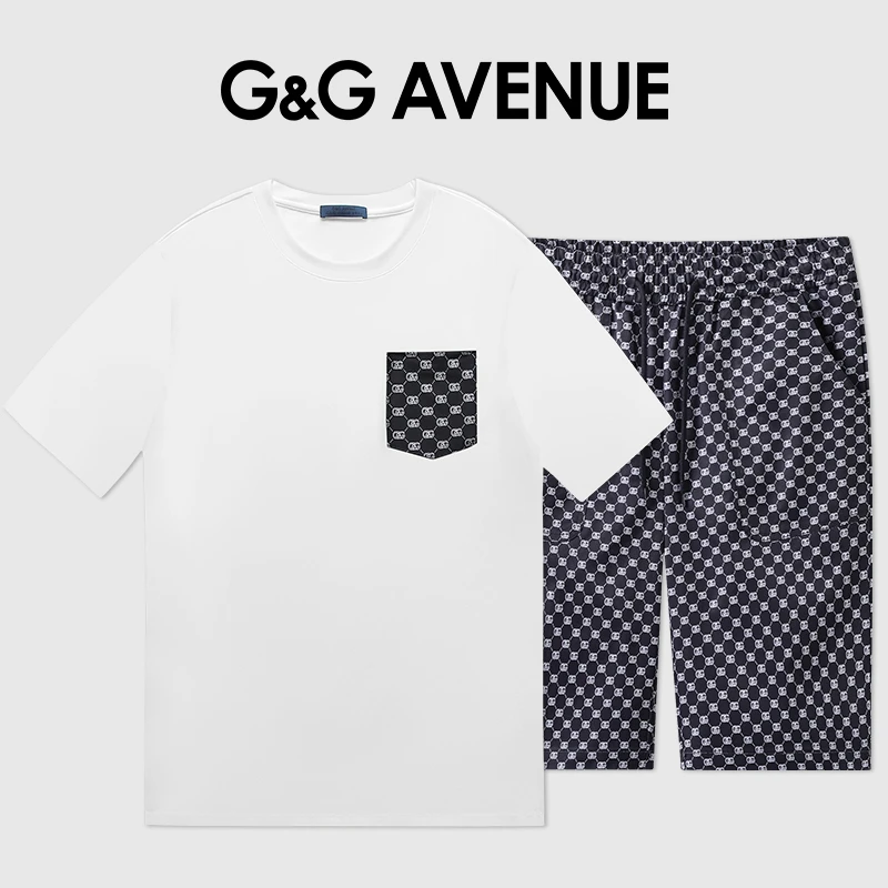 法国G&G AVENUE夏季新款休闲套装纯棉T恤短裤五分裤套装男女同款
