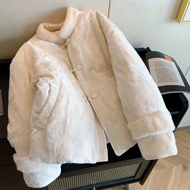 新中式立领轻奢风棉服女秋冬季复古气质国风保暖清冷禅意气质外套