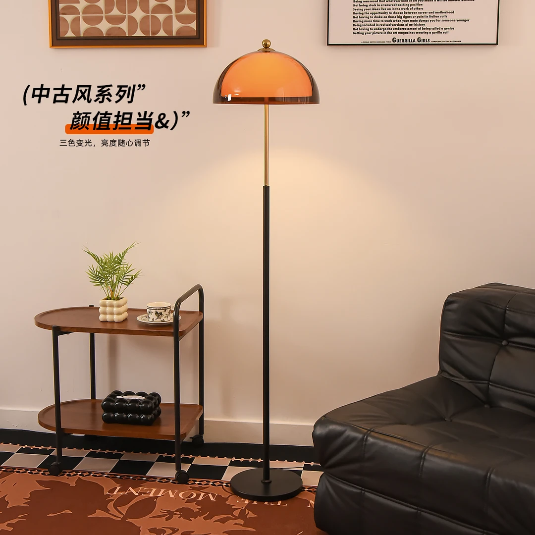 中古风立式落地灯轻奢高级客厅卧室沙发旁边书房护眼地台灯氛围感