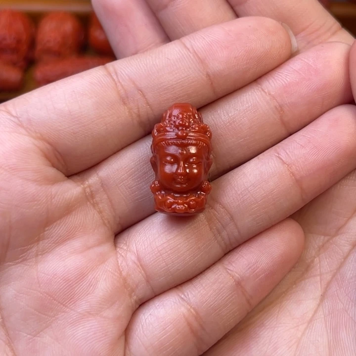 南红玛瑙未镶嵌川料瓦西牛血色观音头13mm尺寸