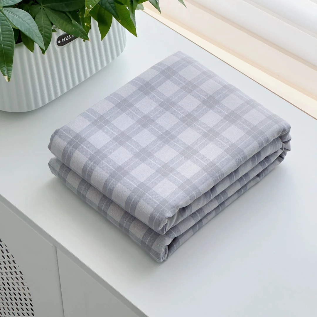 【京かわ会社】双层纱磨毛床单230*250cm 周末灰格子