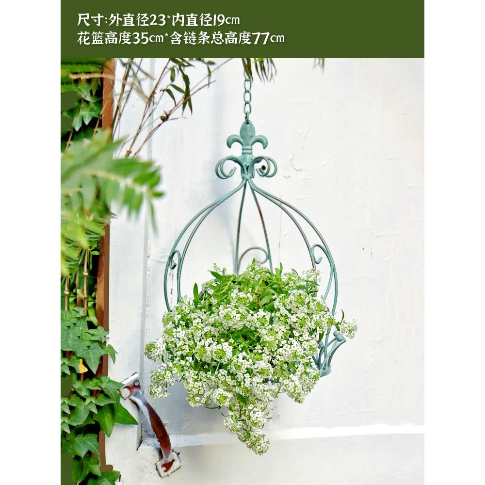 阳台花架悬挂吊篮壁户外铁艺挂篮花园装饰布置室外吊兰挂式花盆架