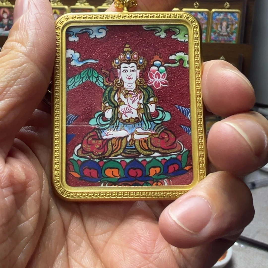 吊坠纯手绘大势至唐卡