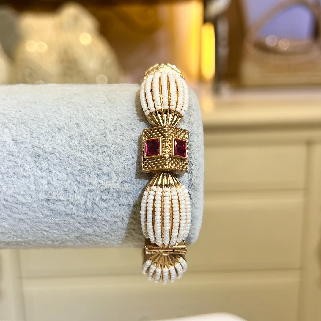 铜合金玻璃手镯 【02729】印度可开口手镯手工气质复古轻奢重工