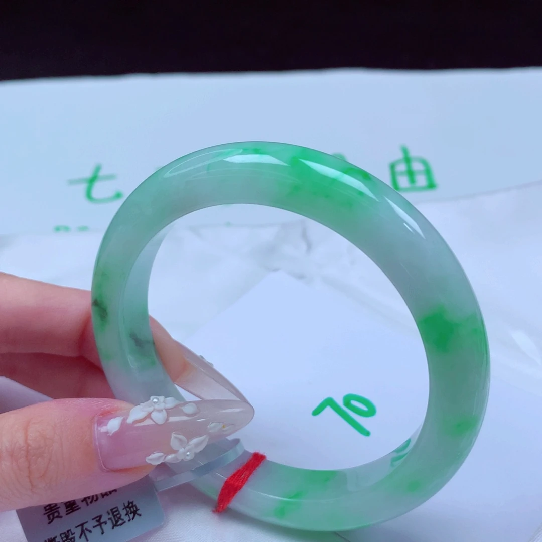 未镶嵌手镯翡翠天然缅甸翡翠A货手镯 70号