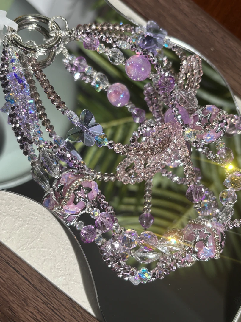 343编码紫色晶钻挂件饰品时尚手机链手工手机钥匙链