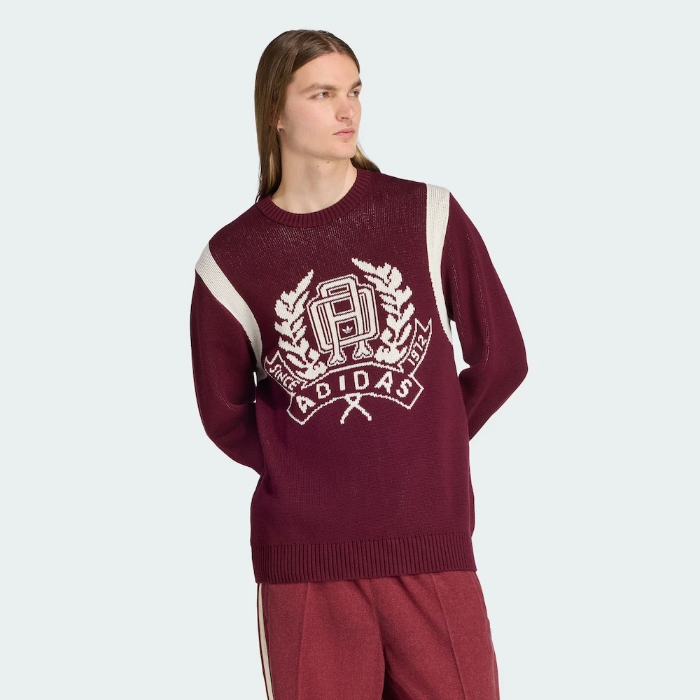 adidas/三叶草秋冬情侣款纯棉针织运动套头衫JX8215