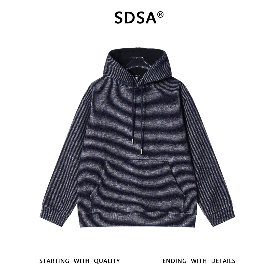 SDSA男士秋冬新款痞帅男装潮牌简约扎染针织连帽卫衣百搭时尚上衣