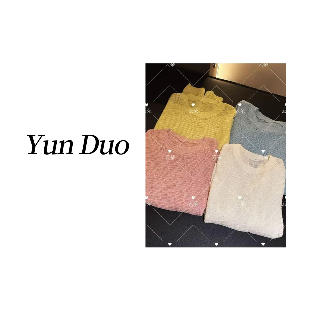 云朵定制 亮片莱赛尔纯色亚麻针织衫IU63