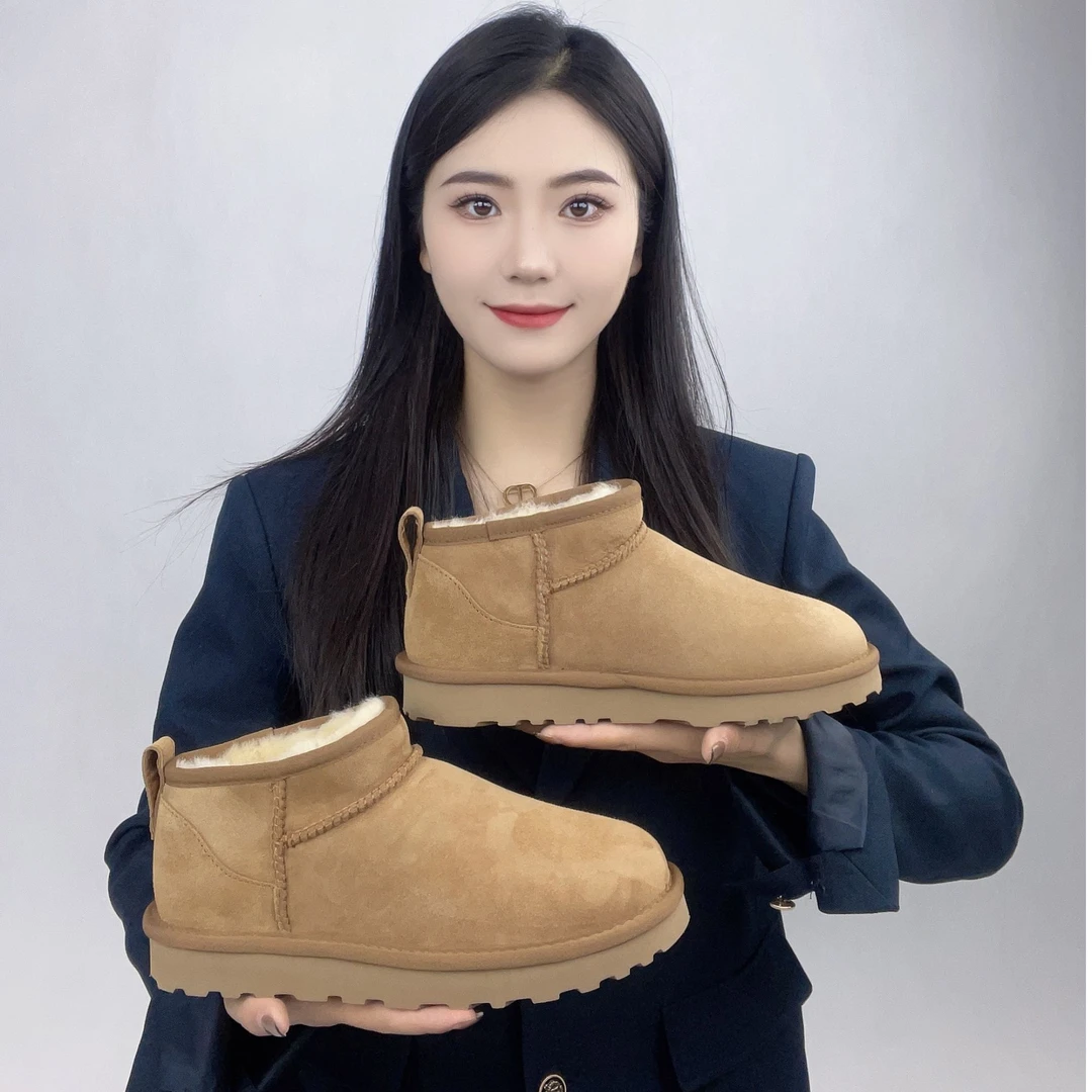 【男女同款薄底冬雨】桑坡真皮真毛冬季经典超低 舒适雪地靴情侣款