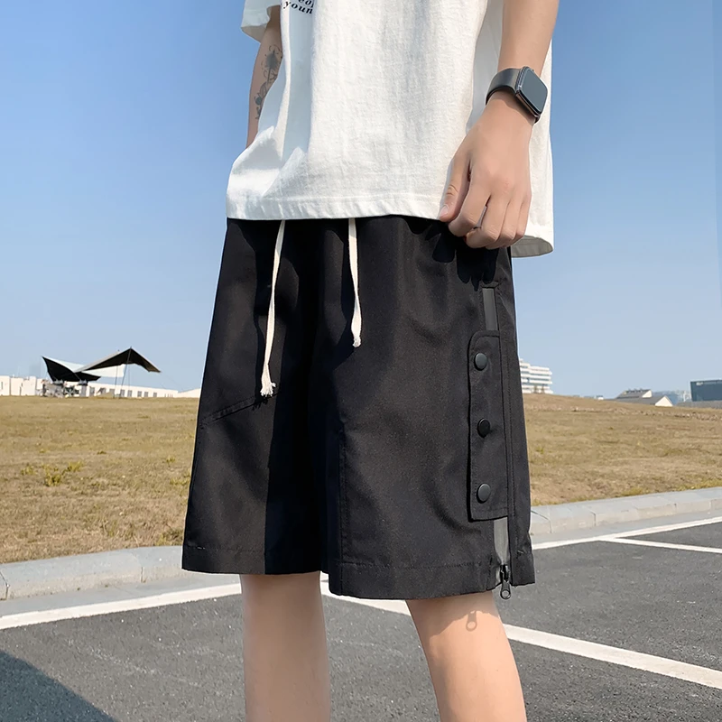 22947夏季潮牌美式复古机能风高街阔腿休闲百搭运动短裤