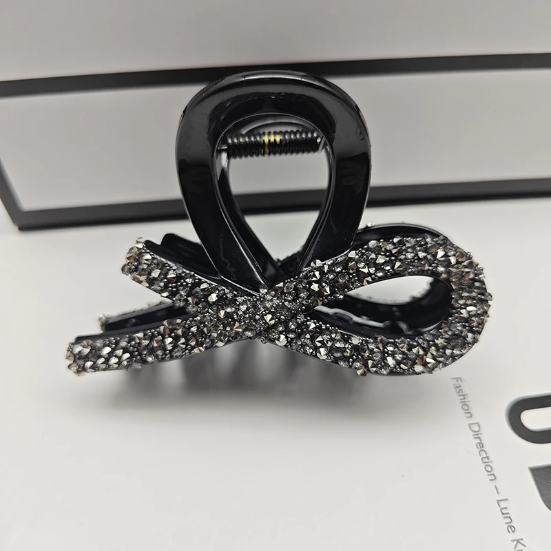 2025新款精致水钻抓夹轻奢气质鲨鱼夹后脑勺盘发夹发卡蝴蝶结头饰