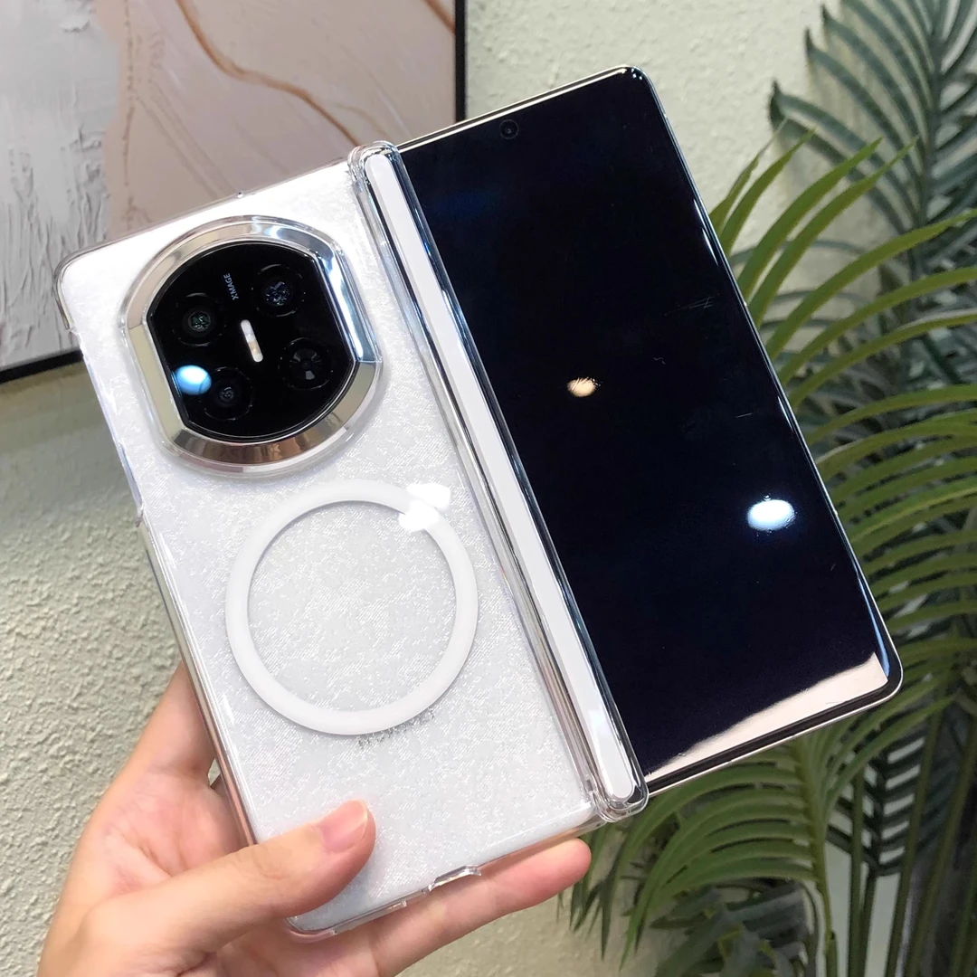 适用华为MATEX5透明磁吸透明壳X7双中轴保护X6中轴时尚手机壳