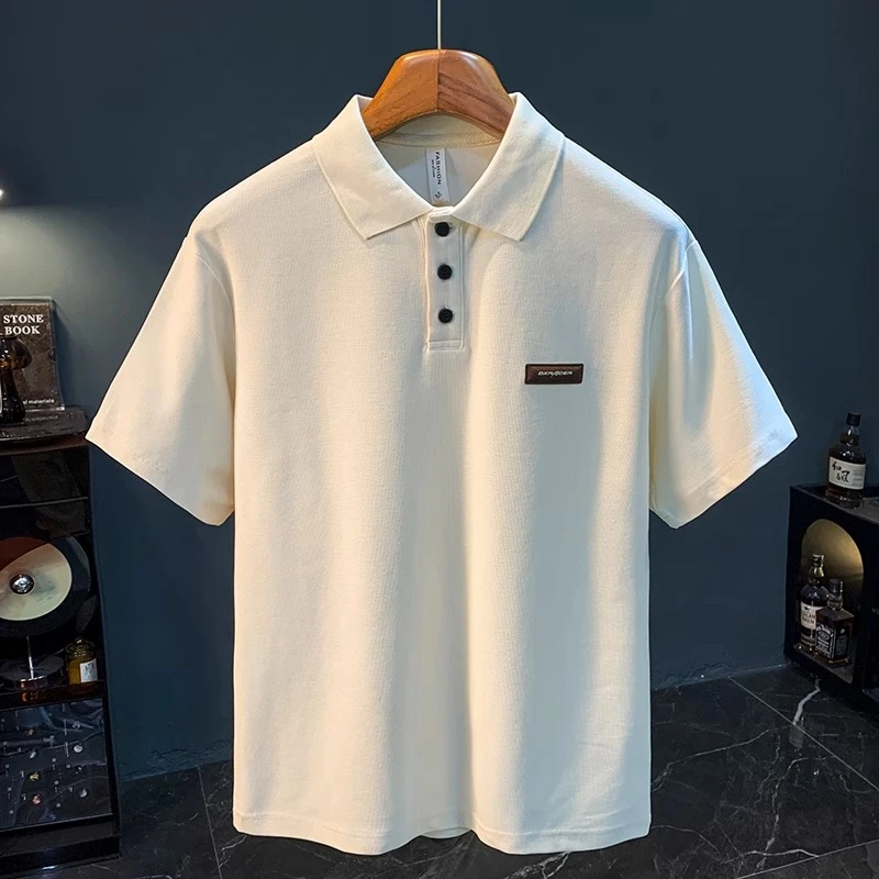 Cebrodz高级感白色polo衫男简约翻领t恤夏季新款休闲百搭短袖男