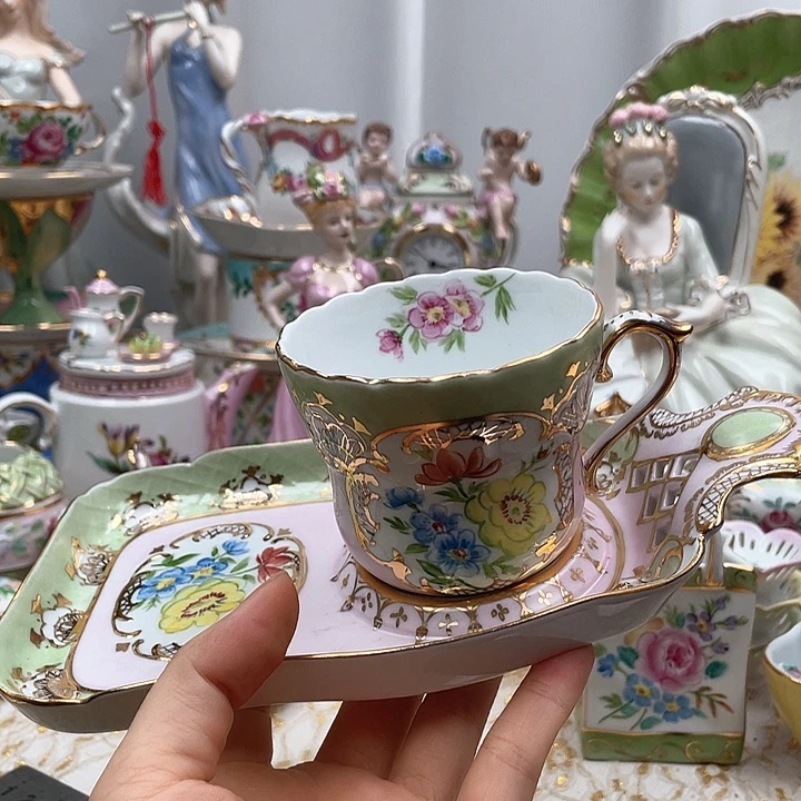 杯碟陶瓷摆件陶瓷