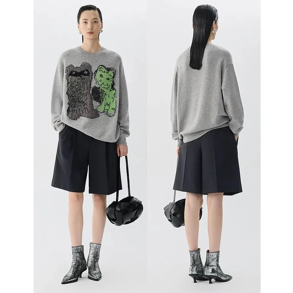 杰瑞【萌萌咪】猫咪图案羊毛针织衫25新款马海毛内搭慵懒针织衫