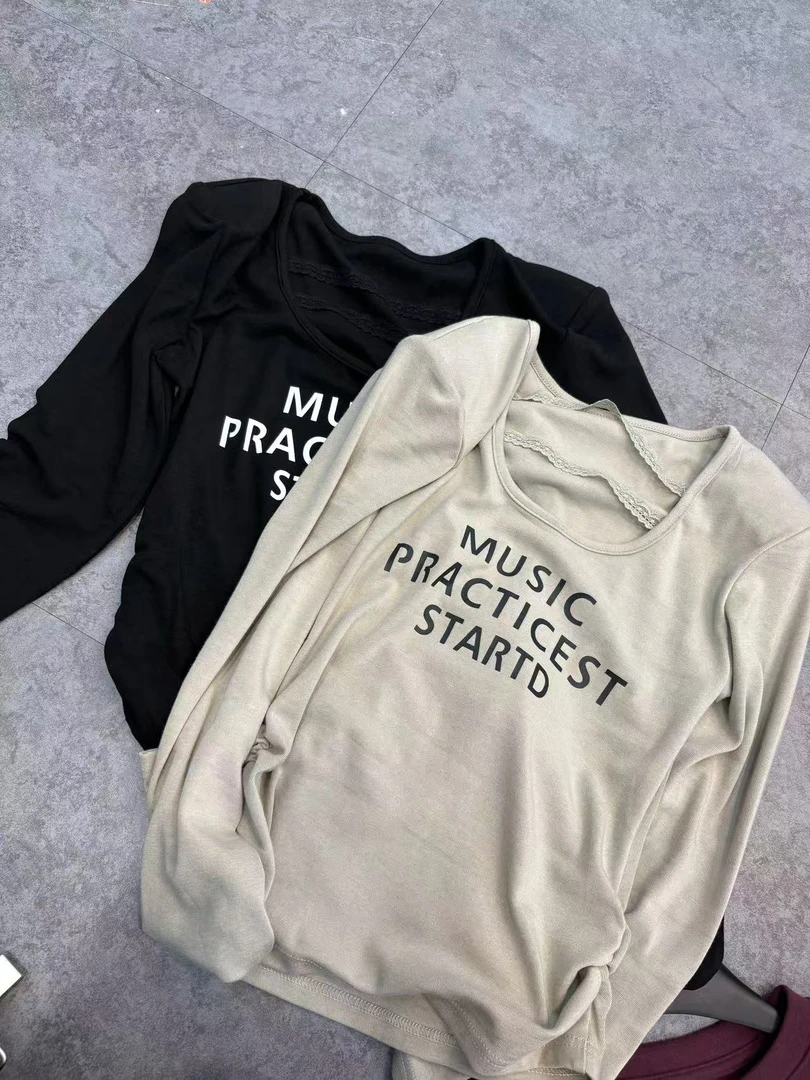 新品长袖T拼接蕾丝 6622