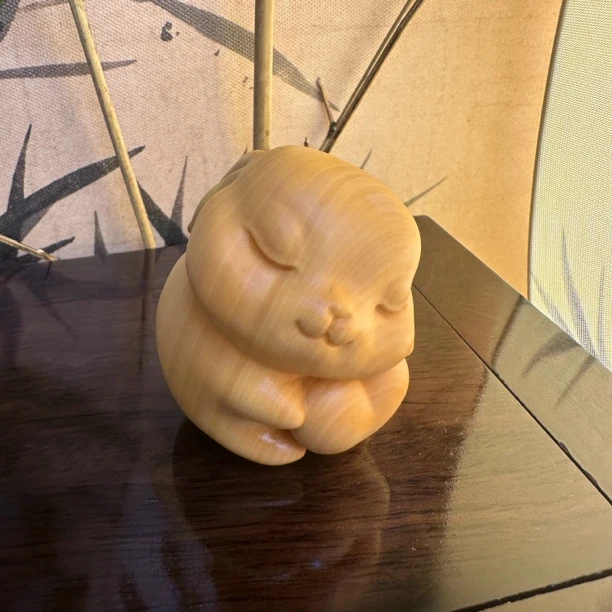 可爱小兔子实黄杨木木雕刻手把件生肖兔桌面家居装饰品