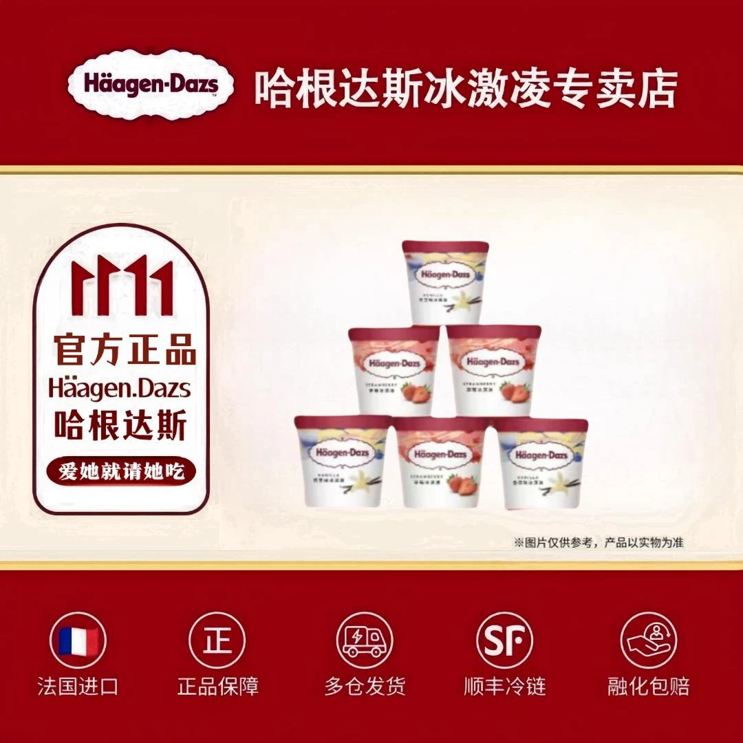 哈根达斯经典小杯派对组合100ml*6杯冰激凌雪糕【官方正品】