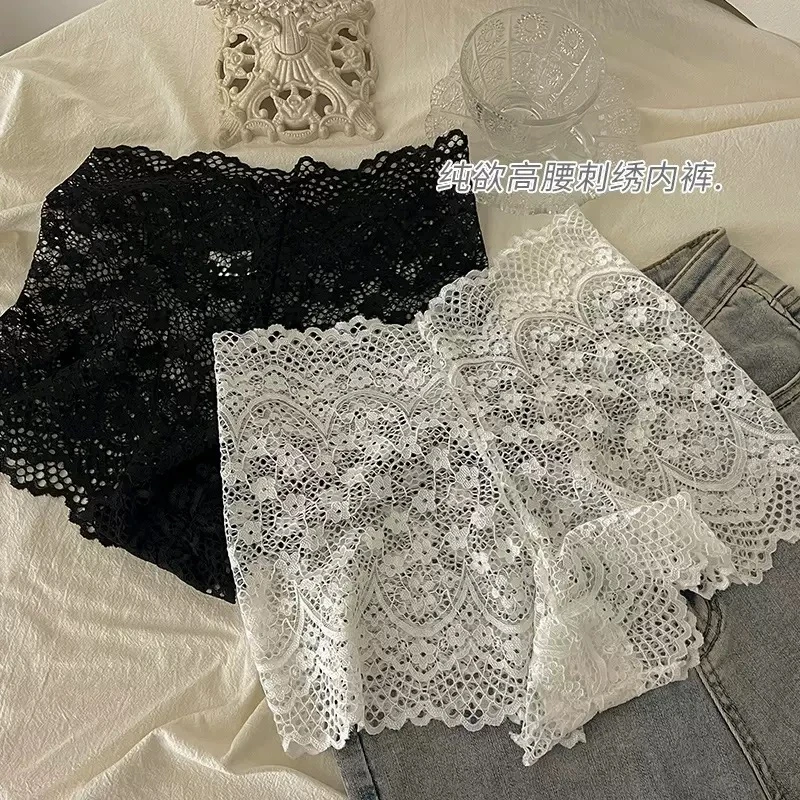 【蜜蜜家】法式性感蕾丝平角镂空无痕超薄打底裤 5809