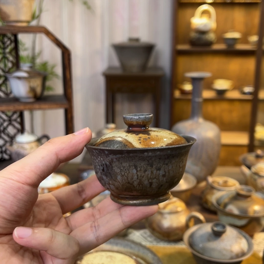 不染柴烧精品盖碗