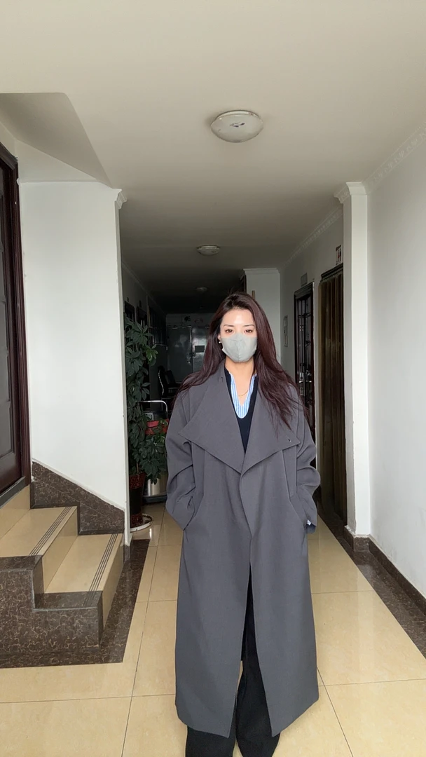 春夏款大领风衣长款外套女