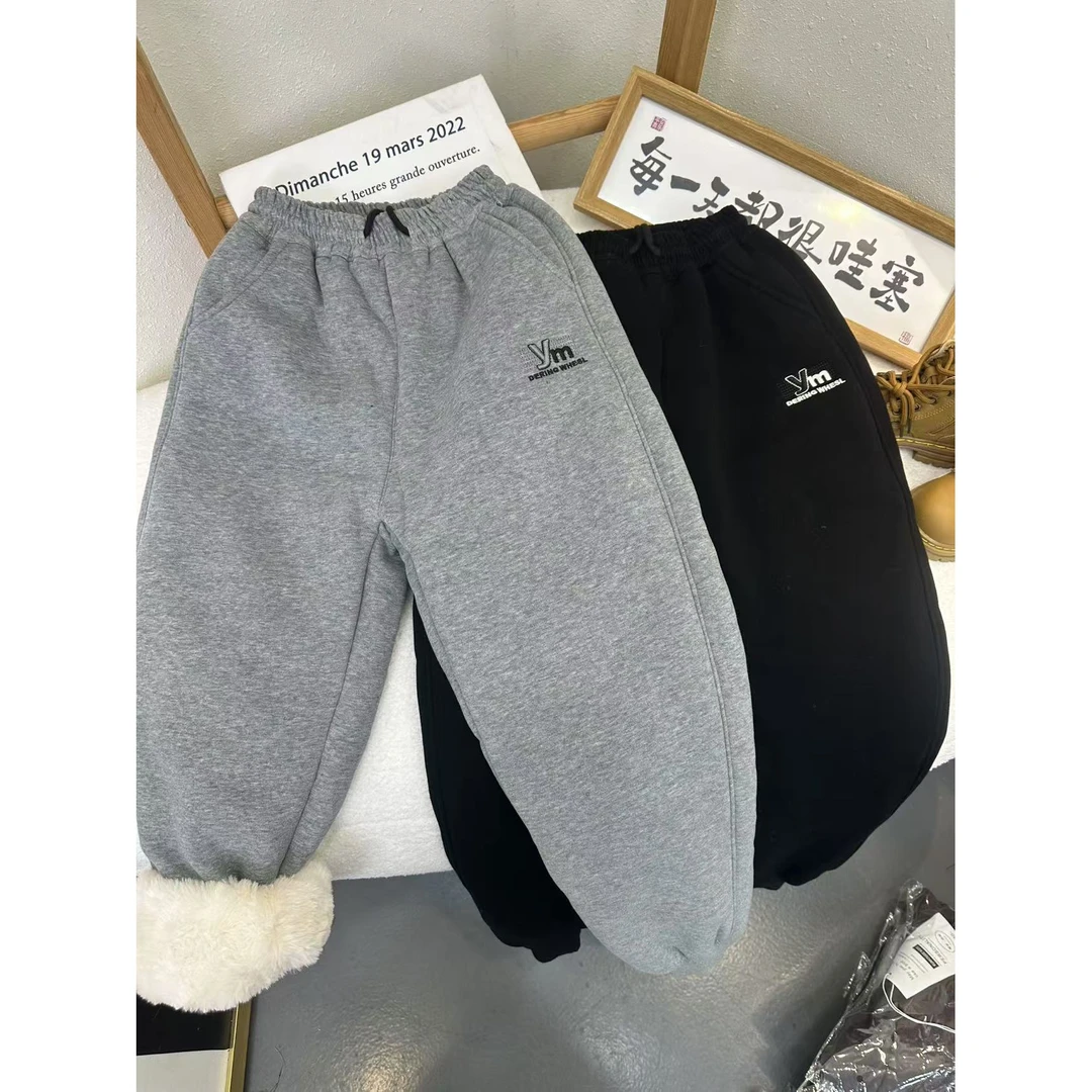 WK-2496 双色 儿童加绒秋冬款 卫裤 韩版休闲裤 中大童时尚宝宝