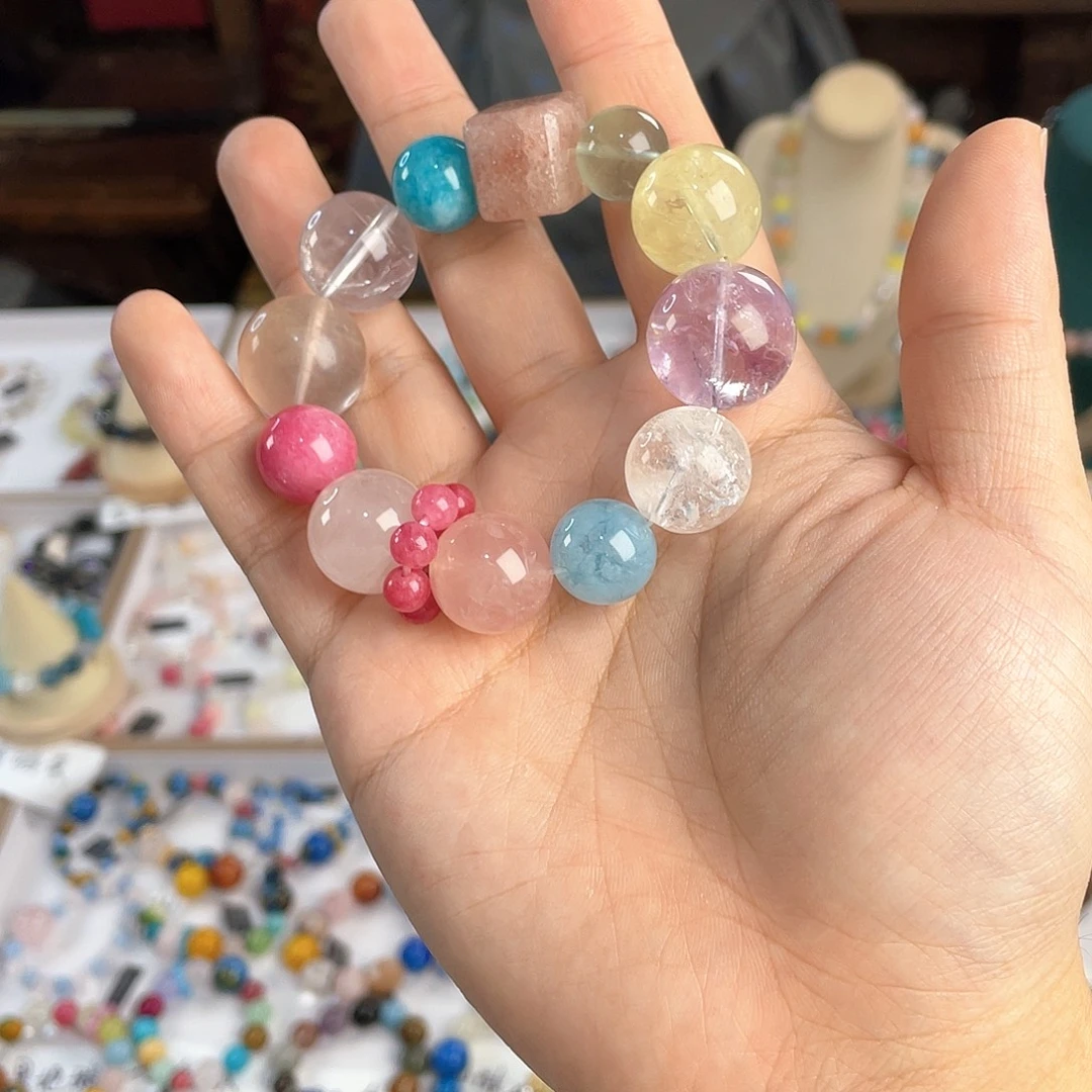 水晶手链银S925镀金镶嵌