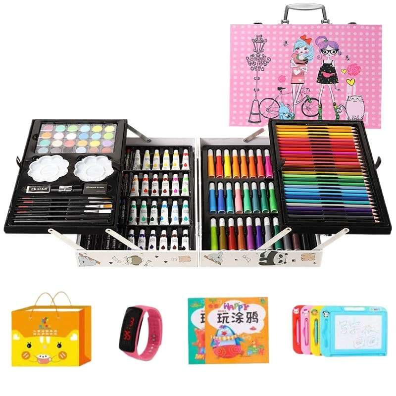 3周岁-6周岁油画棒彩色笔水彩笔彩铅画笔绘画套装蜡笔礼物画板可