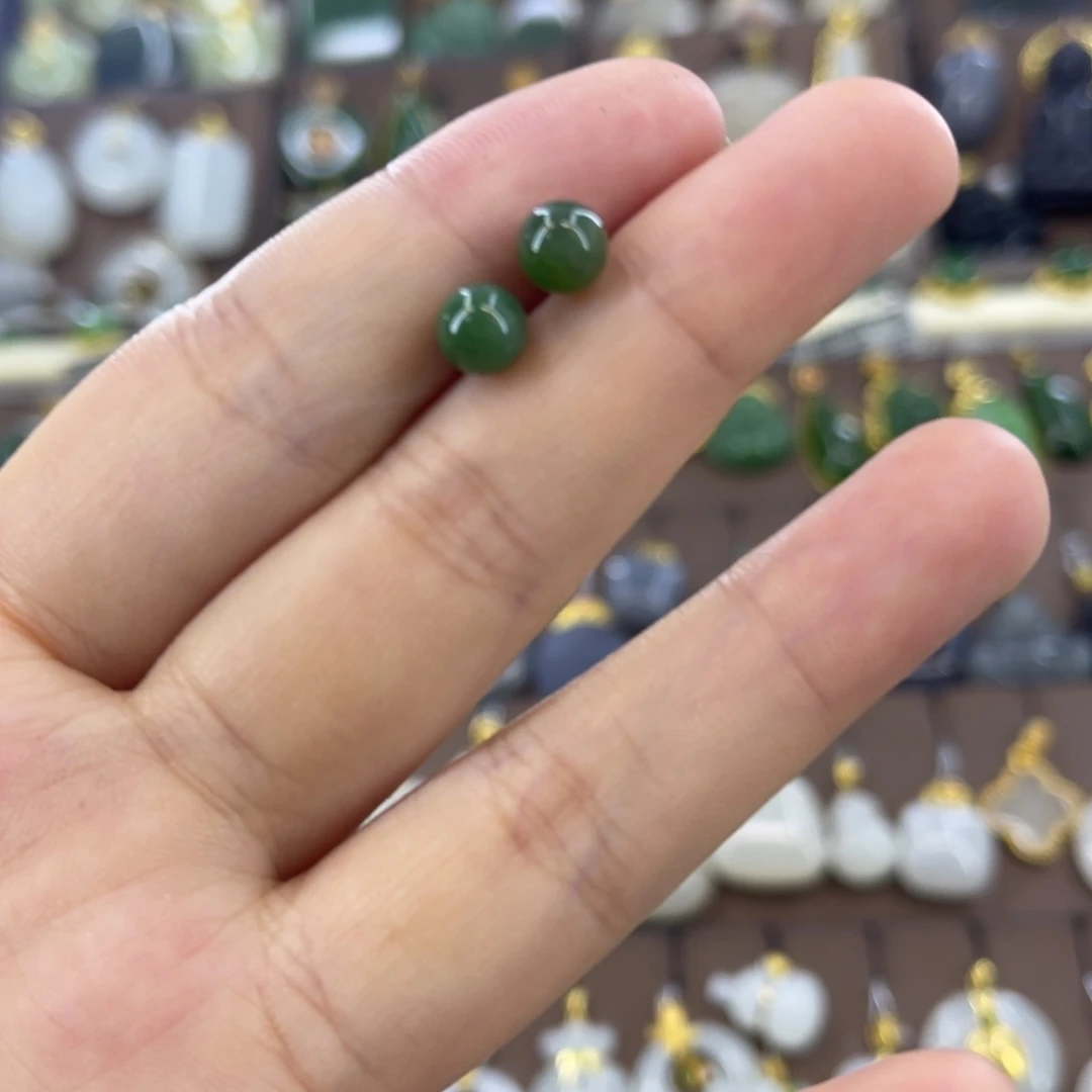 和田玉银S925镶嵌耳饰