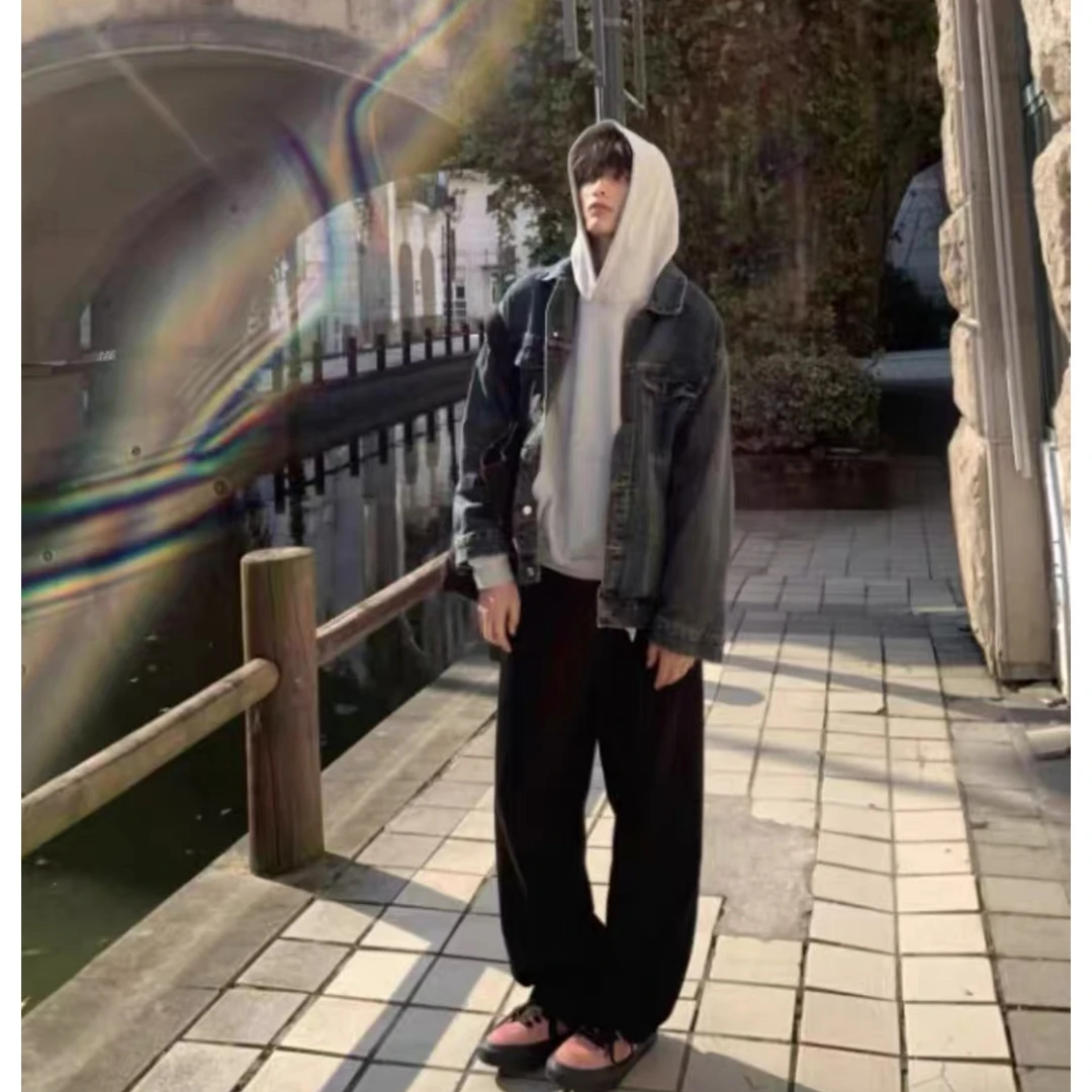 C12#默认微瑕！某饱1张多！复古直筒微喇宽松vibe裤子