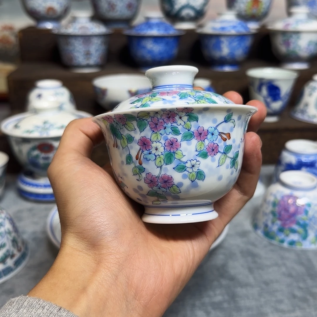 明逸堂斗彩紫藤花盖碗