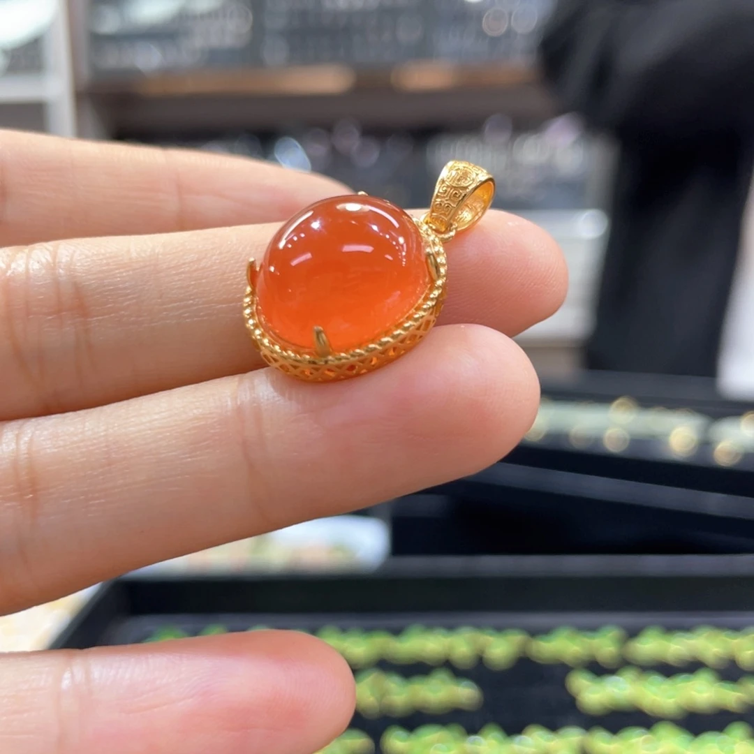 南红玛瑙银S925镶嵌颈饰