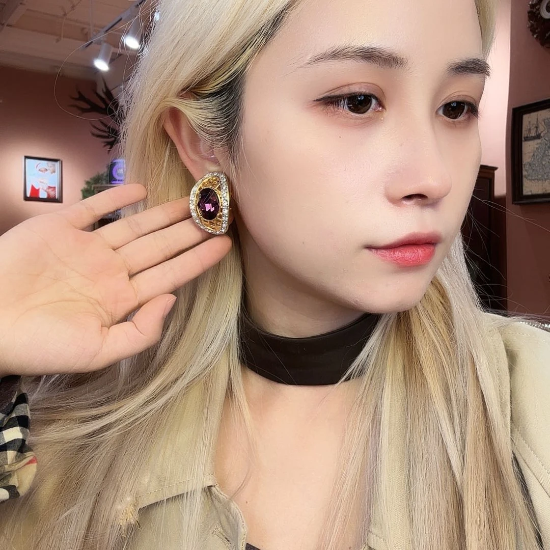 纯铜合金琉璃紫色重工大冰糖耳夹