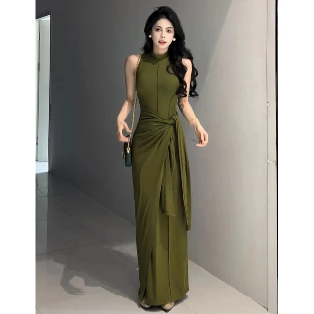 新潮别致时髦洋气连衣裙女夏季新款高级气质修身长裙小众百搭裙子