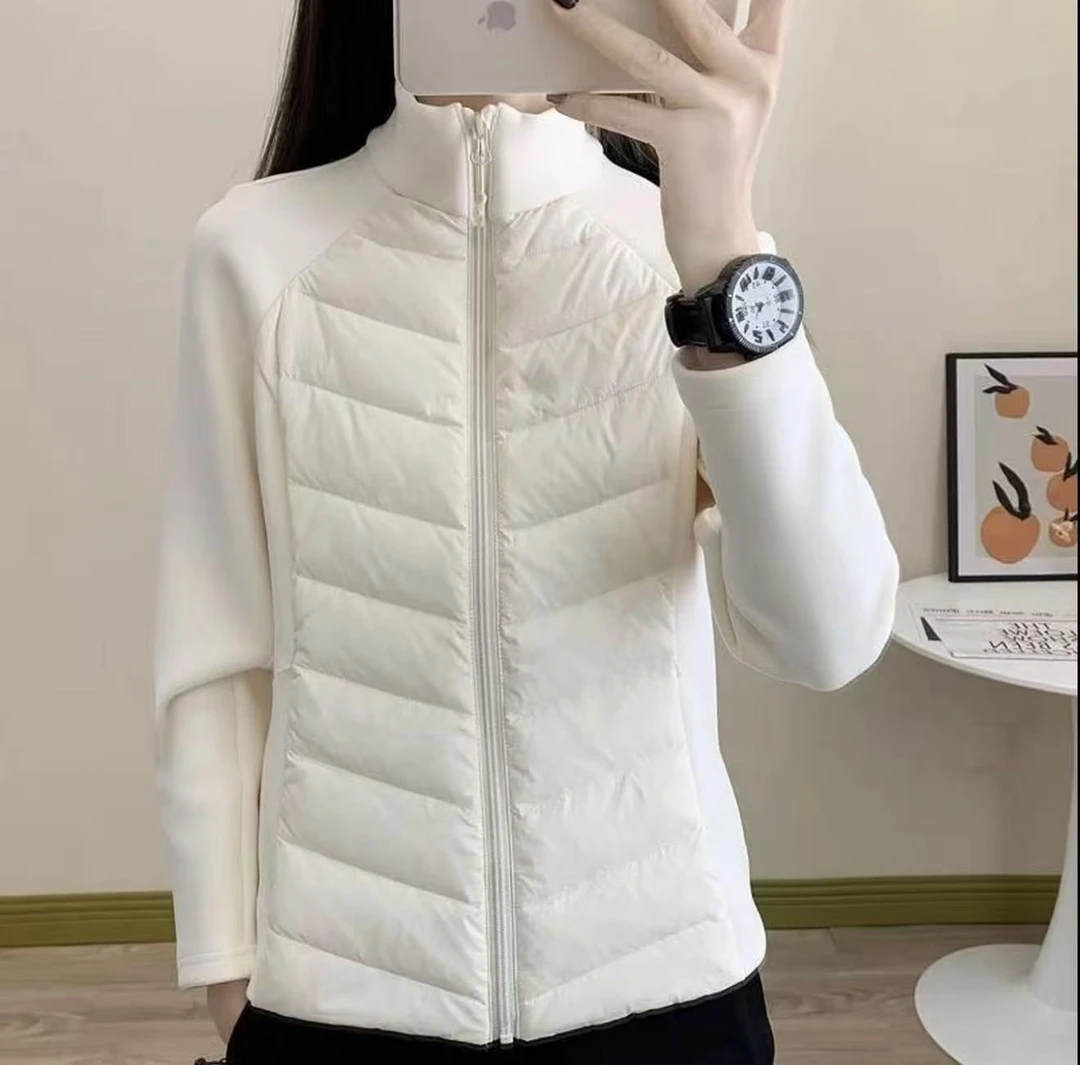 毛呢拼接上衣2025春秋款立领轻薄保暖外套大码立领薄款衣服女