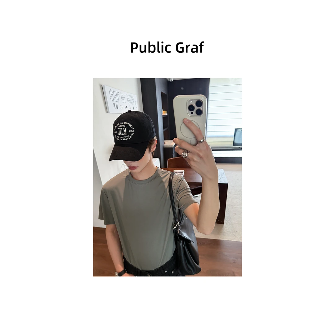 高林凡 韩版简约纯色短袖宽松百搭基础款圆领上衣亲肤透气可内搭