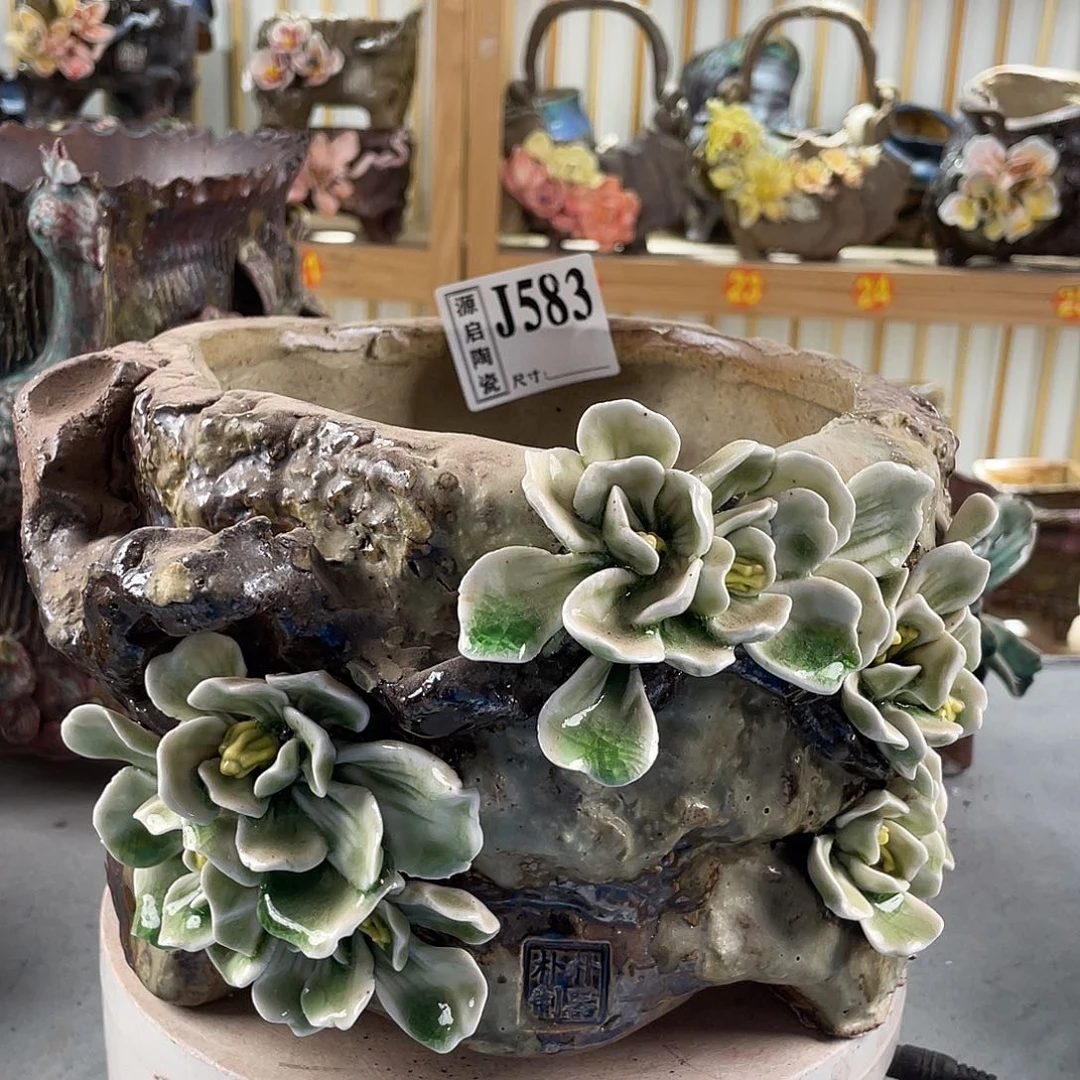 紫砂花盆景德镇陶瓷多肉花盆583