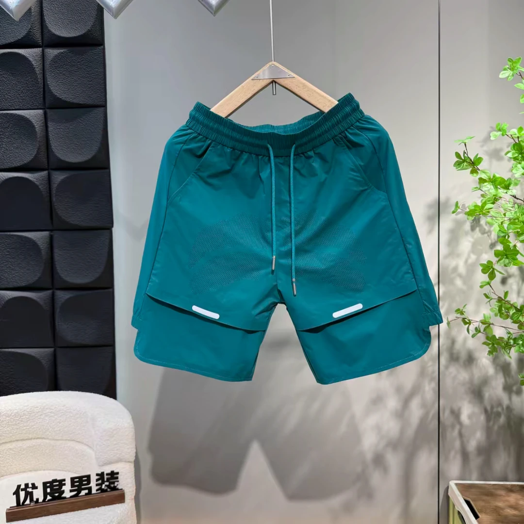 男士激光打孔速干透气休闲短裤夏季纯色简约百搭情侣款潮流五分裤