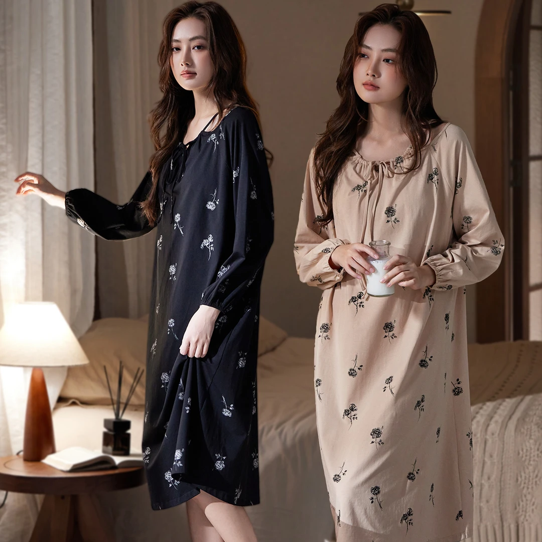 【早秋】秋上新爆款睡衣女款琥珀流光风睡裙大气自带胸垫宽松可外穿