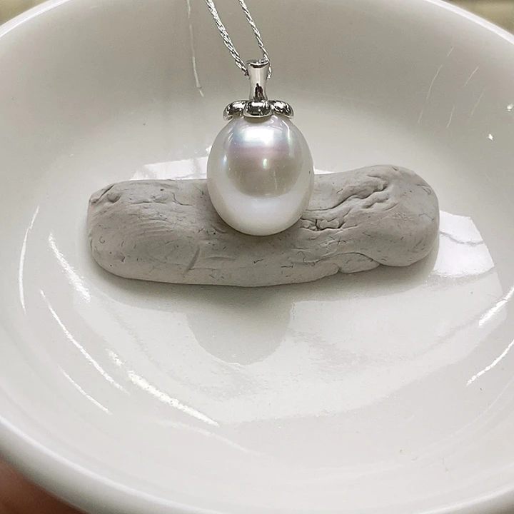 海水珍珠银S925镶嵌吊坠(不含链)澳白11-12mm