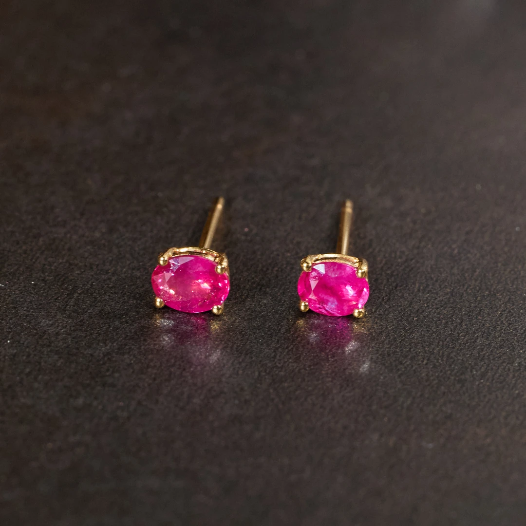 【歪歪】红宝石耳饰*18K金镶嵌*S1518