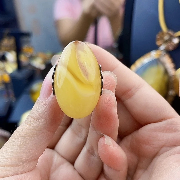 银S925镶嵌琥珀裸石